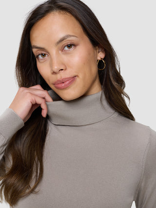 Fine Knit Turtleneck Dark Sand