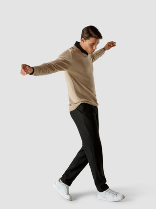 Fine Knit V-neck Khaki Molinaire