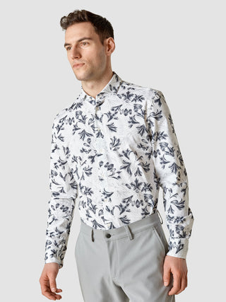 Lightweight Classic Shirt Navy Flower Slim
