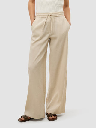 Women's Linen Pants Relaxed Sandy Beige