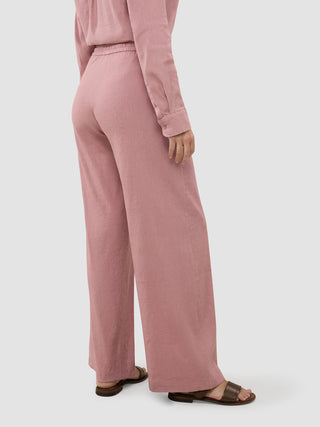 Linen Set Dusty Cerise Long Sleeved Shirt & Relaxed Pants