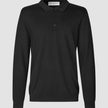 Premium Merino Long Sleeve Polo Black