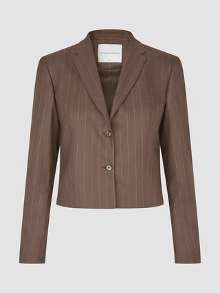 Women Raina Short Blazer Chestnut Pinstripe