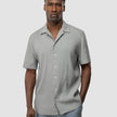 Refined Linen Bowling Short Sleeve Shirt Stone Grey