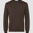 Seamless Premium Merino Knit Crewneck Saddle Brown