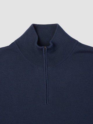 Seamless Premium Merino Knit Half Zip Dark Navy