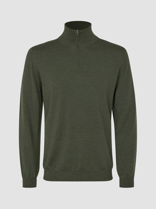 Seamless Premium Merino Knit Half Zip Green Night