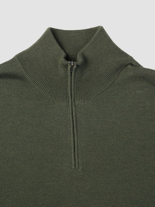 Seamless Premium Merino Knit Half Zip Green Night