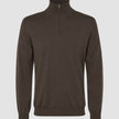 Seamless Premium Merino Knit Half Zip Saddle Brown