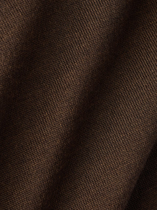 Seamless Premium Merino Knit Half Zip Saddle Brown