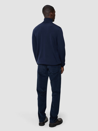 Seamless Premium Merino Knit Turtleneck Dark Navy