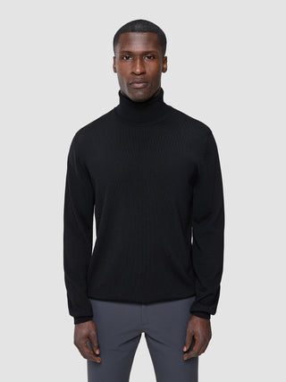 Seamless Premium Merino Knit Turtleneck Black