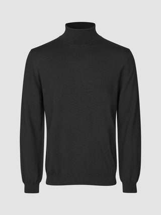 Seamless Premium Merino Knit Turtleneck Black