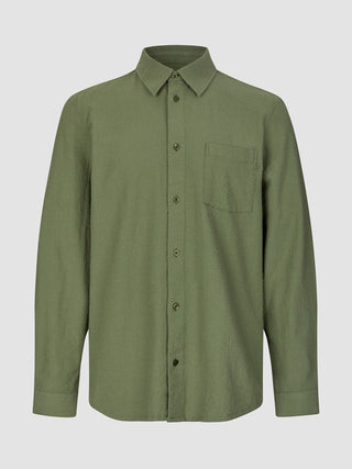 Seersucker Casual Shirt Clover Green
