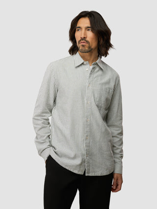 Seersucker Casual Shirt Green Stripes