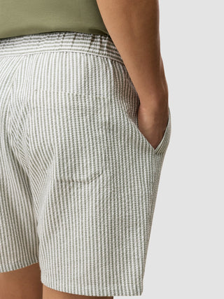 Seersucker Shorts Green Stripes