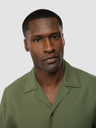 Seersucker Short Sleeve Shirt Clover Green