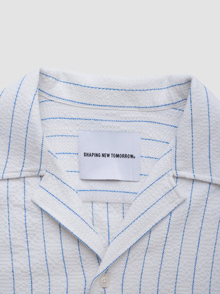 Seersucker Short Sleeve Shirt Blue Stripes