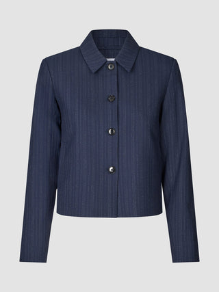 Women's Serene Short Jacket Marine Pinstripe