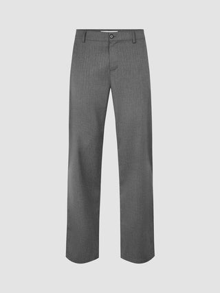 Siena-byxor i avslappnad passform med fiskbensmönster i grått, med raka ben och tillverkade av återvunnen polyester.