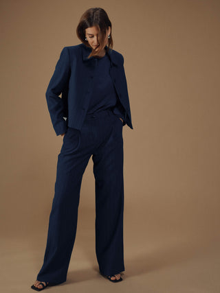 Women's Serene Short Jacket Marine Pinstripe