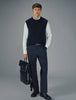 Chunky Soft Wool Knit Vest Dark Navy Melange