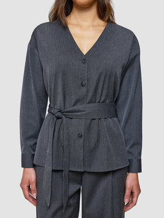 Women's Skye Belted Overshirt Charcoal Melange