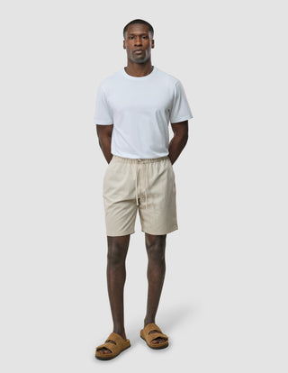 Tech Linen Elastic Shorts Sandshell Stripe