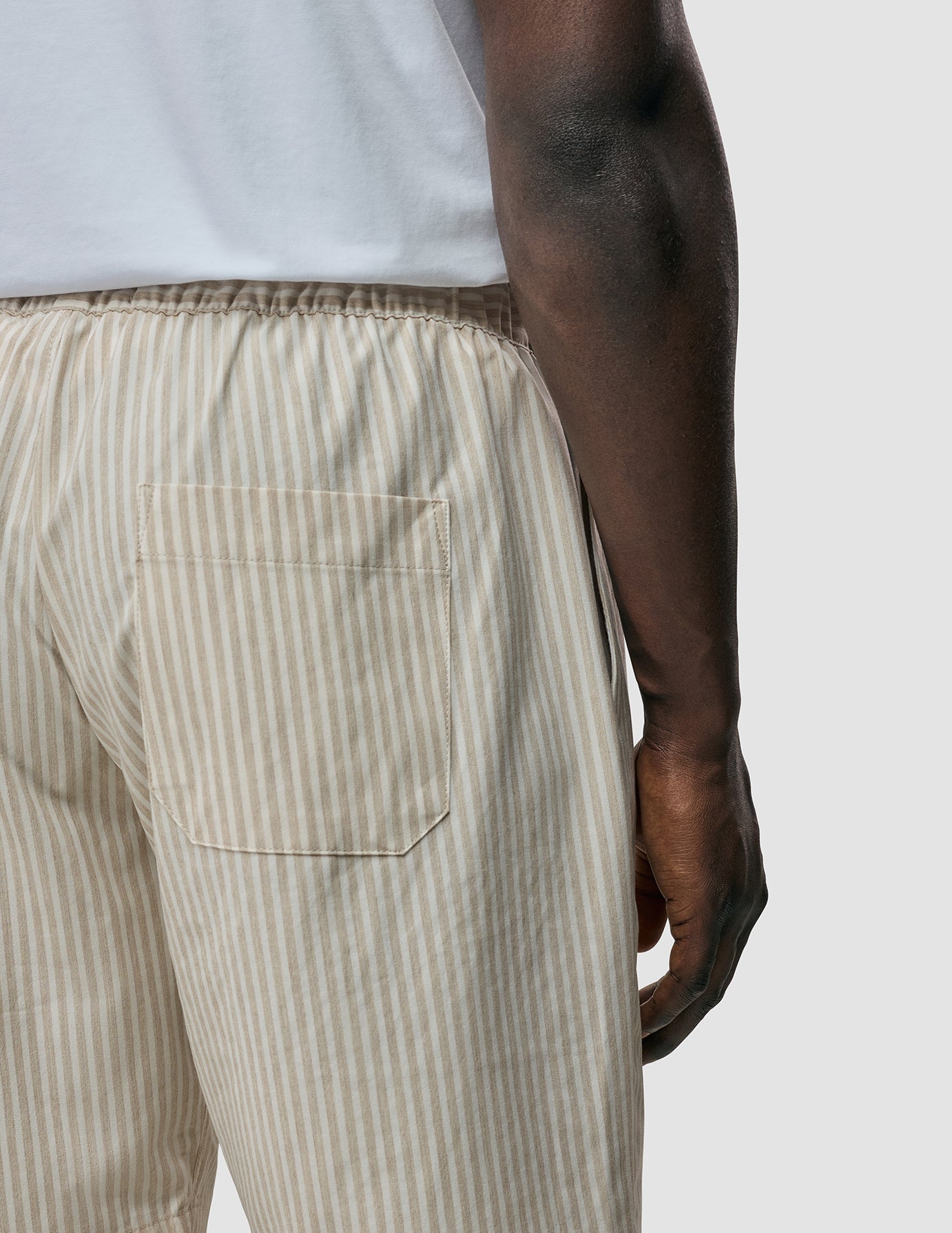 Tech Linen Elastic Shorts Sandshell Stripe