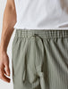 Tech Linen Elastic Shorts Green Pinstripe