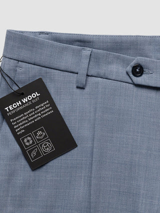 Tech Wool Suit Pants Slim Light Blue