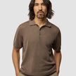 Textured Knitted Short Sleeve Polo Dark Earth