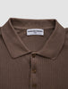 Textured Knitted Short Sleeve Polo Dark Earth