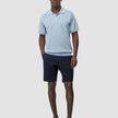 Textured Knitted Short Sleeve Polo Sky Blue