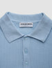Textured Knitted Short Sleeve Polo Sky Blue