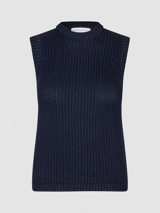 Women's Structured Knit Top Navy