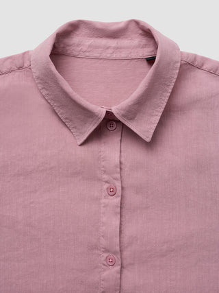 Linen Set Dusty Cerise Long Sleeved Shirt & Relaxed Pants