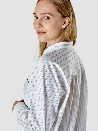 Oversized Long Sleeve Shirt Halo Stripes Latte