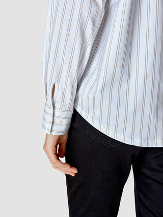 Oversized Long Sleeve Shirt Halo Stripes Latte
