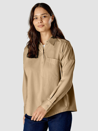 Oversized Long Sleeve Shirt Latte