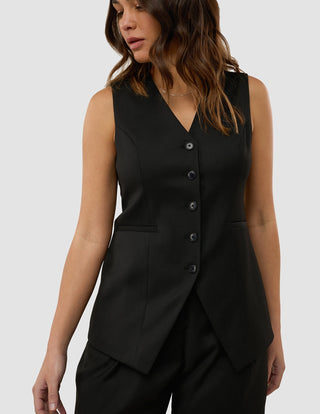 Skye Set Black Long Vest & Shorts