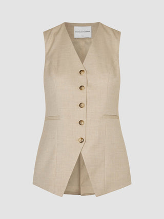 Women's Skye Long Vest Sandy Beige Melange