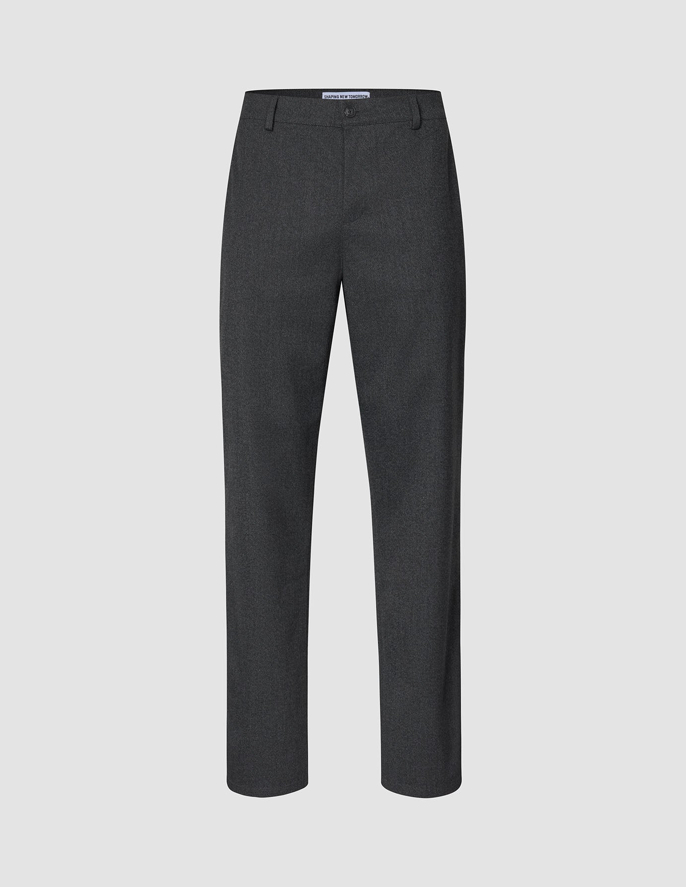 Atelier-byxor i mörkgrått, avslappnad modell i bruten twill med en ledig passform och knäppning framtill i en ren skandinavisk stil.
