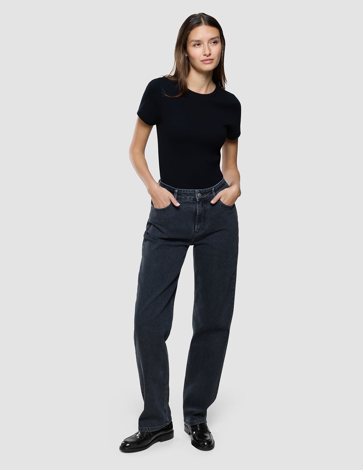 Jeans Straight Washed Black