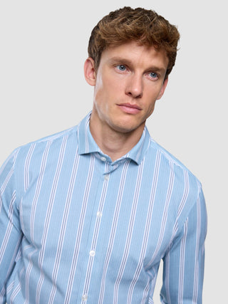 Classic Shirt Light Blue Herringbone Slim