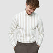 Classic Shirt Sand Herringbone Stripes Slim
