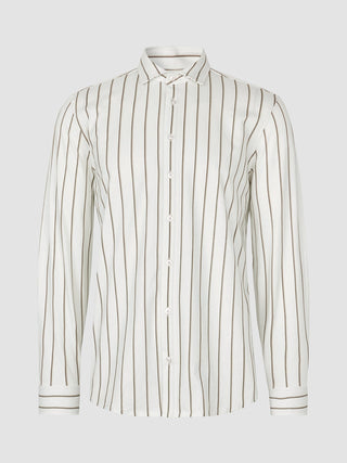 Classic Shirt Sand Herringbone Stripes Regular