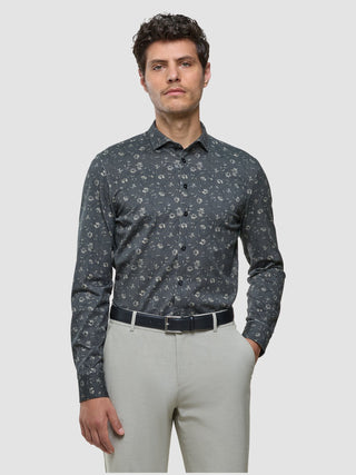 Classic Shirt Grey Floral Slim