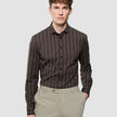 Classic Shirt Brown Pinstripes Slim