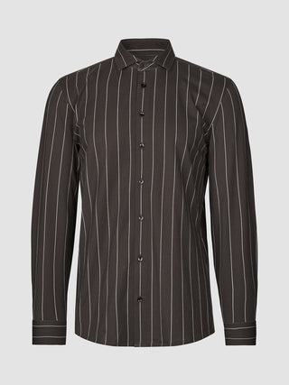Classic Shirt Brown Pinstripes Regular